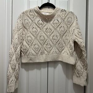 Zara Ivory‎ Textured Knit Top